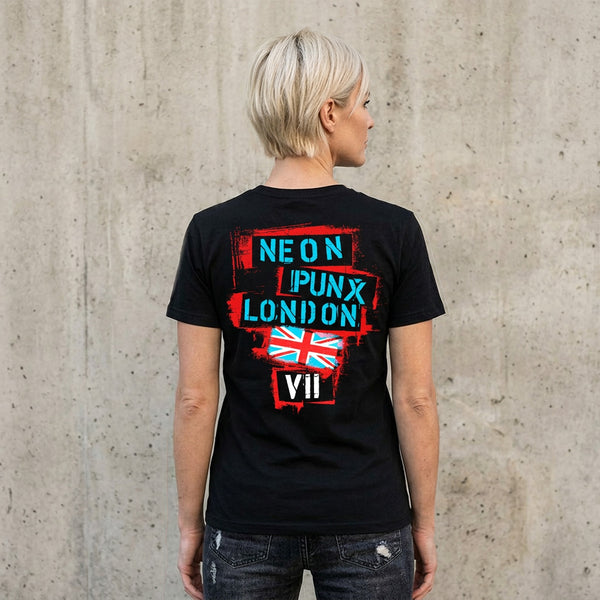 VII Crew neon punx unisex t shirt in black