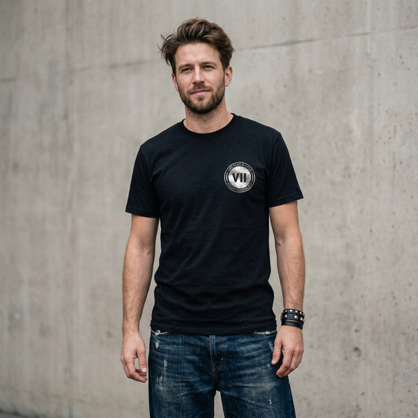VII Crew logo unisex t shirt in black