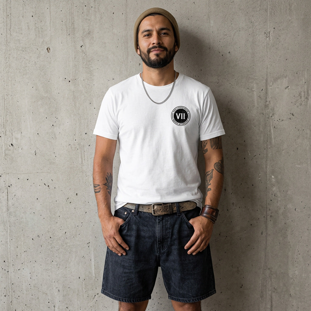 VII Crew logo unisex t shirt in white